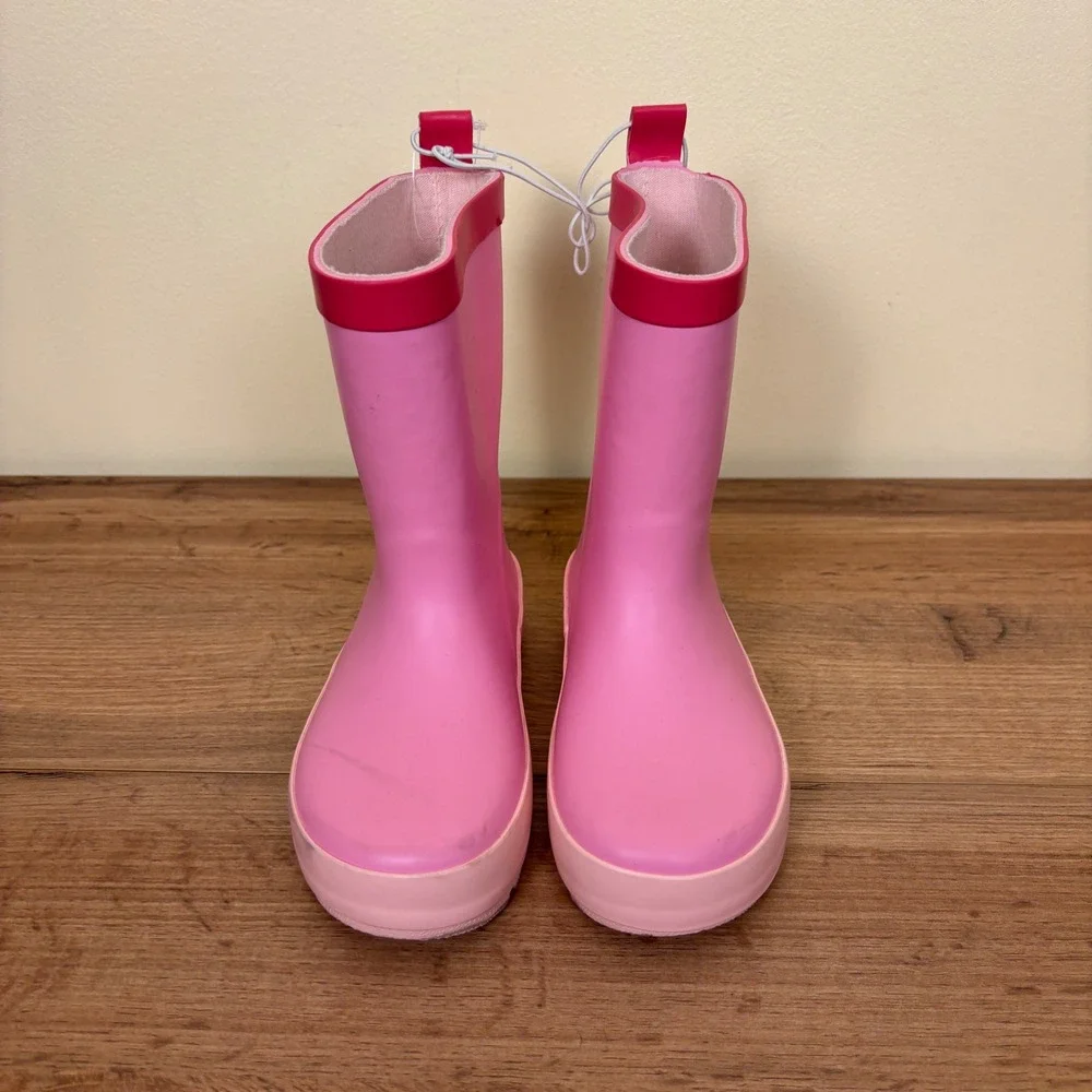 HARPER CANYON Audra Rain Boots Pink Kids Size 10 Rubber Waterproof Pull On